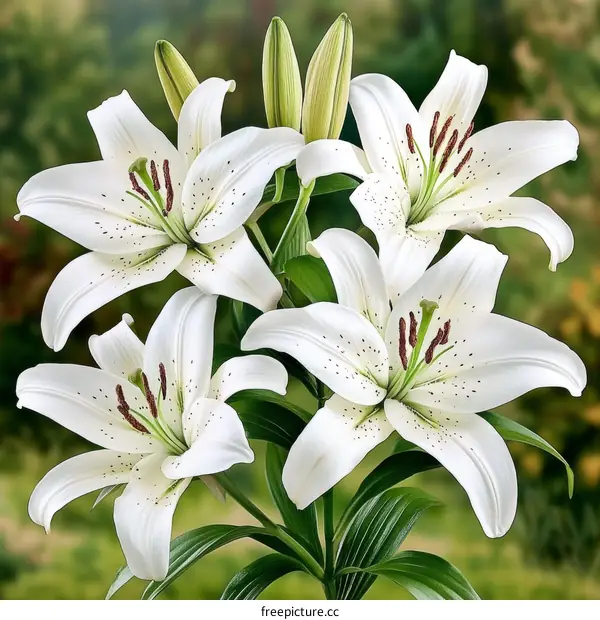 Beautiful White Lilies in Bloom