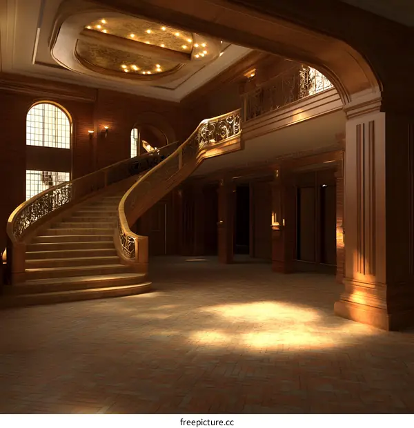 Grand Staircase in a Luxurious Mansion