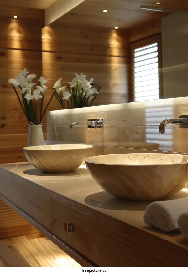 Wooden bathroom cabinet