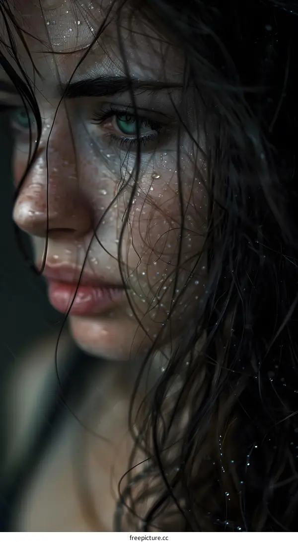 Portrait of a young woman with wet hair