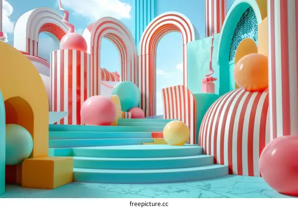 Colorful Geometric Abstract Scene Design