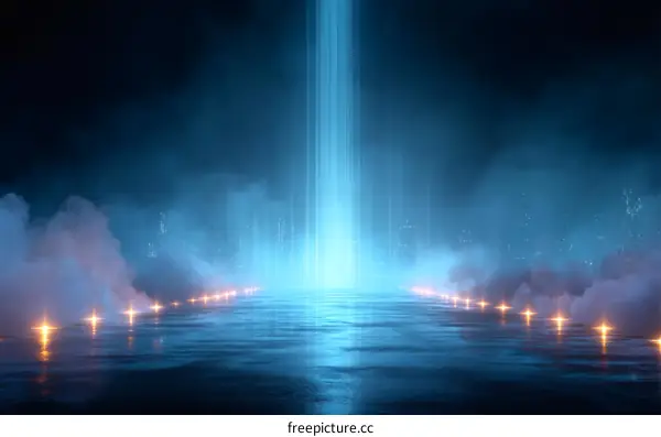 Futuristic Cityscape Neon Light Abstract Background