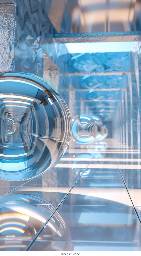 Abstract Glass Sphere Render in Reflective Environment