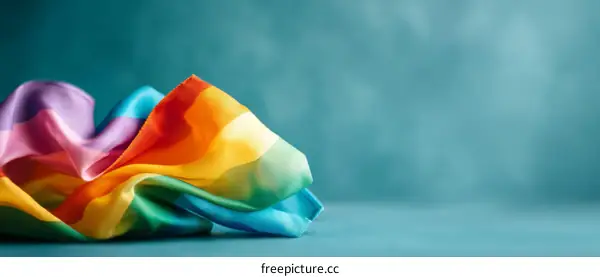 Pride Flag on Teal Background