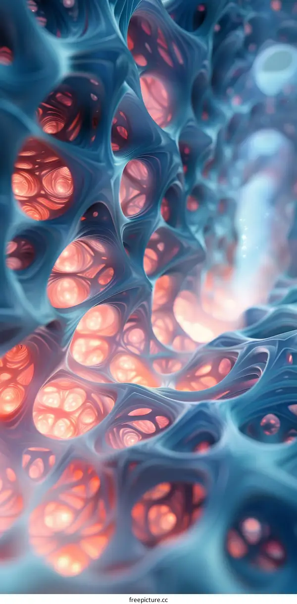 Abstract Organic Structure in Blue and Orange