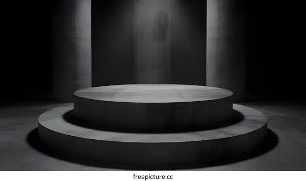 Dark Grey Concrete Platform with Pillars