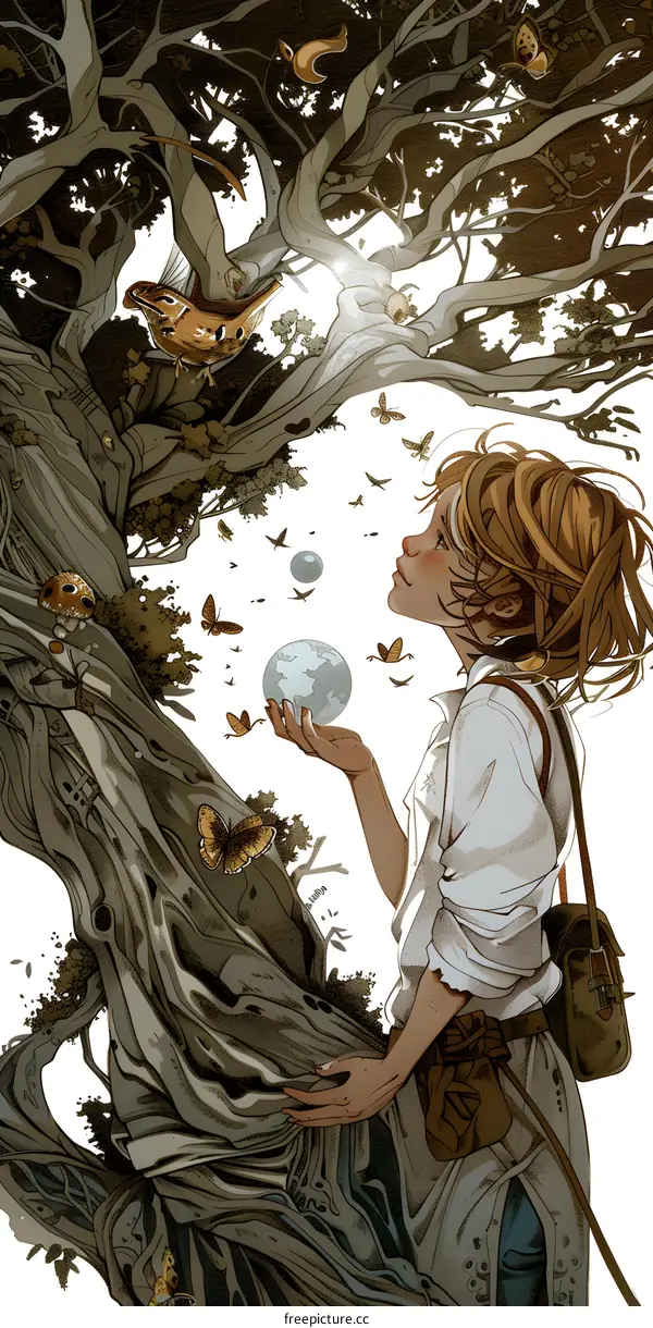 Girl Holding Earth Illustration