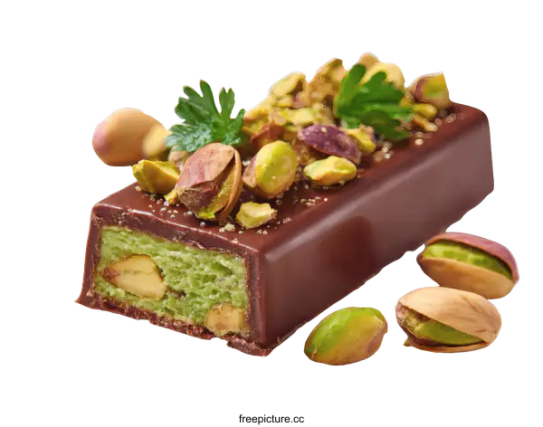 [Transparent Background PNG]Pistachio Chocolate Bar Close Up