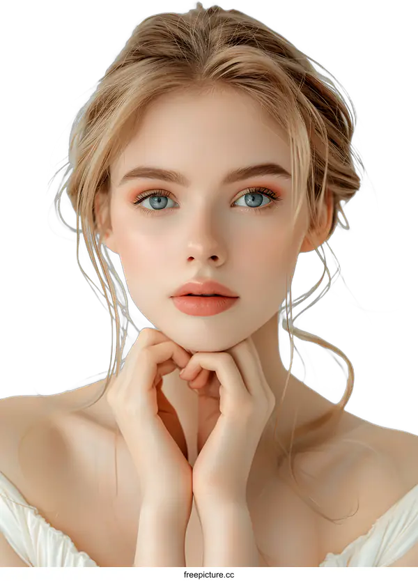 [Transparent Background PNG]Portrait of a Young Woman with Blonde Hair
