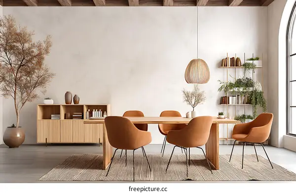 Modern Dining Room Interior Design with Warm Wooden Elements
