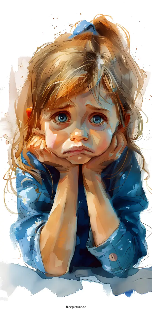 sad girl with blue eyes and brown hair