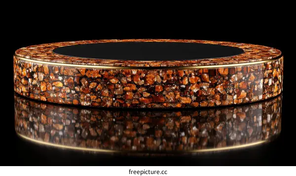 Luxury Round Coffee Table with Gemstone Mosaic Design