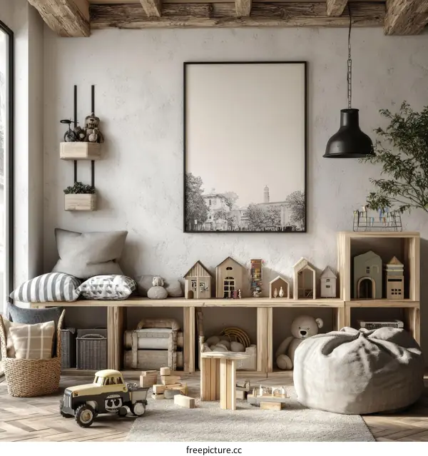 Cozy Wooden Playroom with Toys and Decor