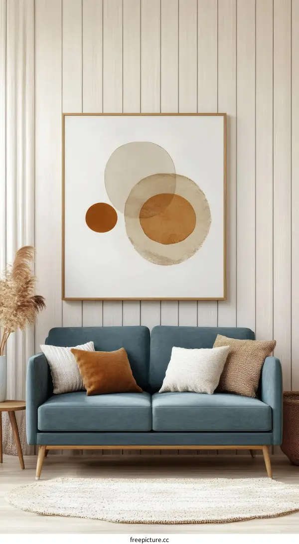 Modern Abstract Art Piece in a Cozy Living Room