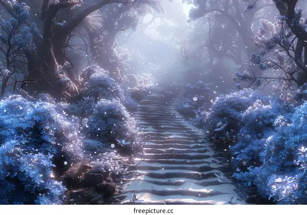 Snowy Forest Path in Winter