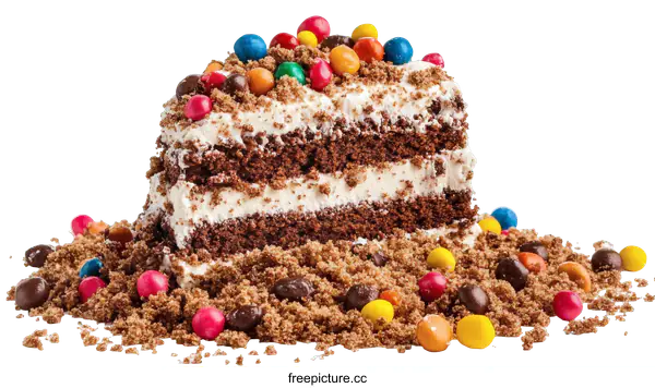 [Transparent Background PNG]Delicious Chocolate Cake with Colorful Candies