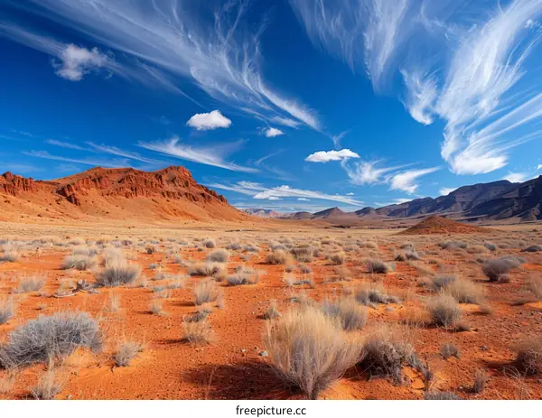 Arid Desert Landscape with Red Rock Formations