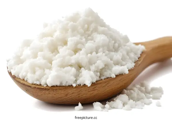 Close up of White Powder in Wooden Spoon