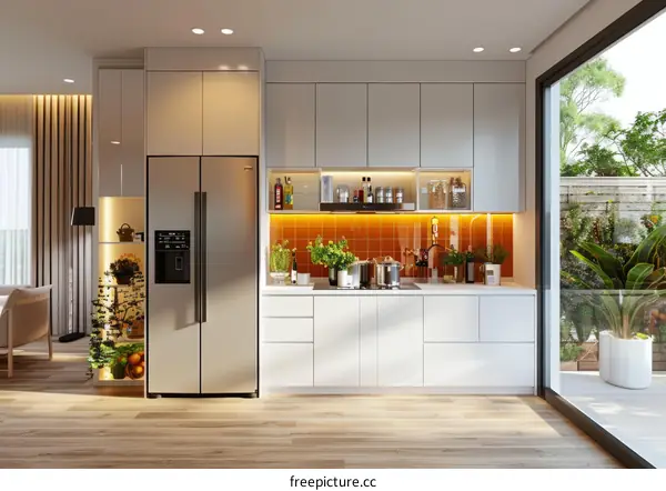 Modern Scandinavian Kitchen with Large Windows