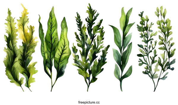 [Transparent Background PNG]Watercolor Botanical Illustration of Various Plants