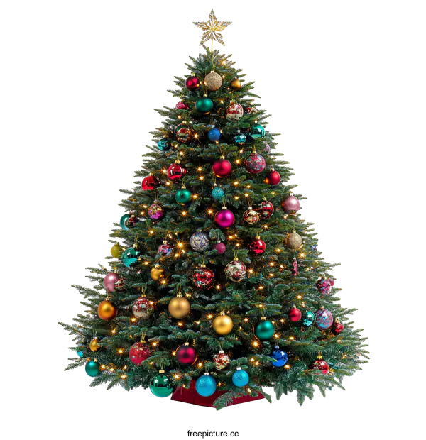 [Transparent Background PNG]Christmas Tree with Colorful Ornaments