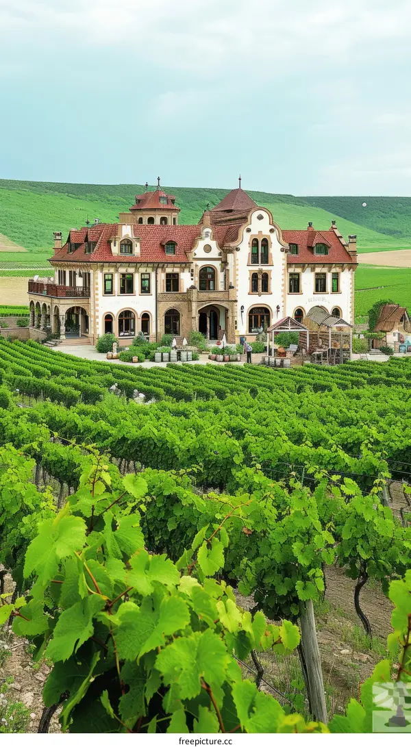 Vineyard Rows and Winery