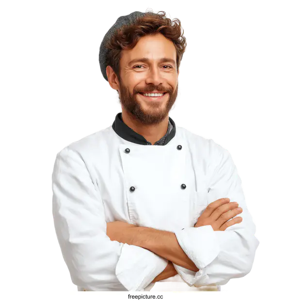[Transparent Background PNG]Confident Chef Posing Against White Background