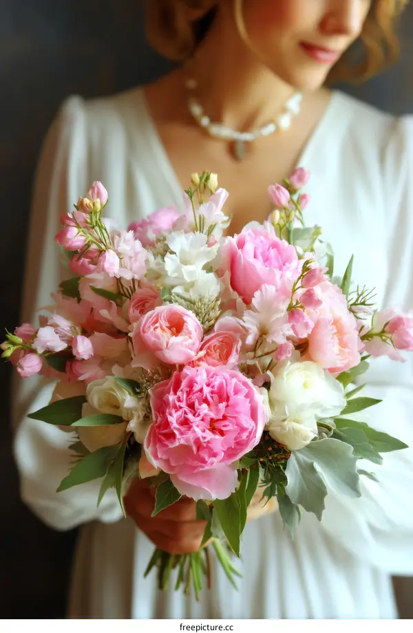 Beautiful Wedding Bouquet Held by a Woman