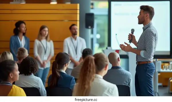 Businessman giving a presentation in a conference room