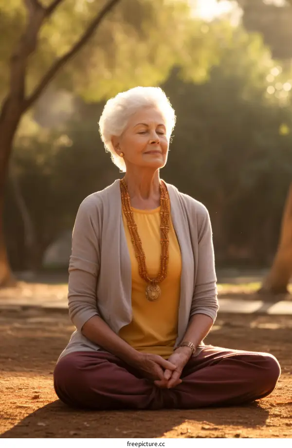 meditating woman in the park