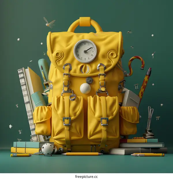 A backpack full of school supplies