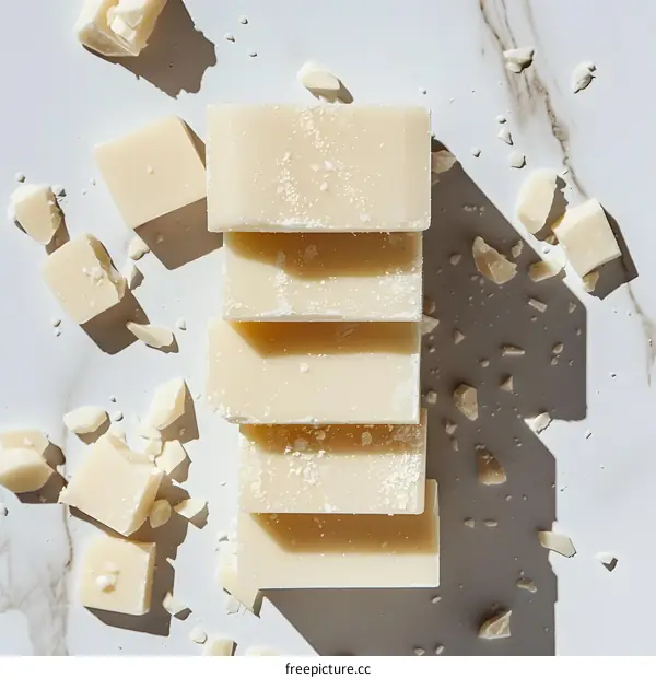 Stack of white chocolate bars