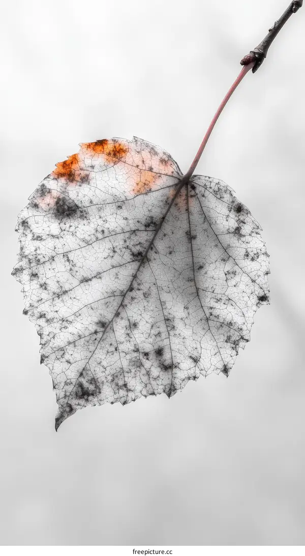 Detailed Close-up of a Delicate Dried Leaf