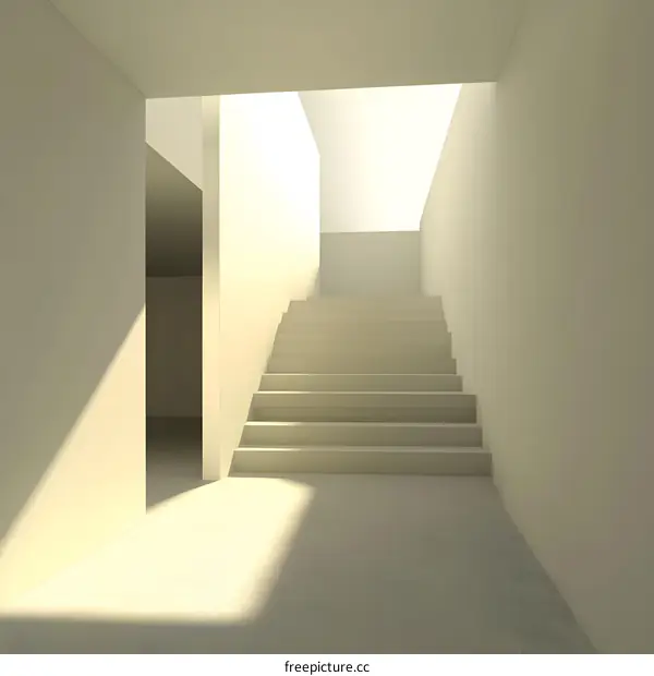 Minimalist White Staircase Interior Design with Sunlight