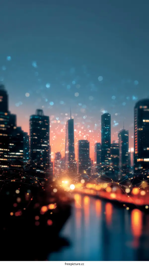 Cityscape Network Night Illustration