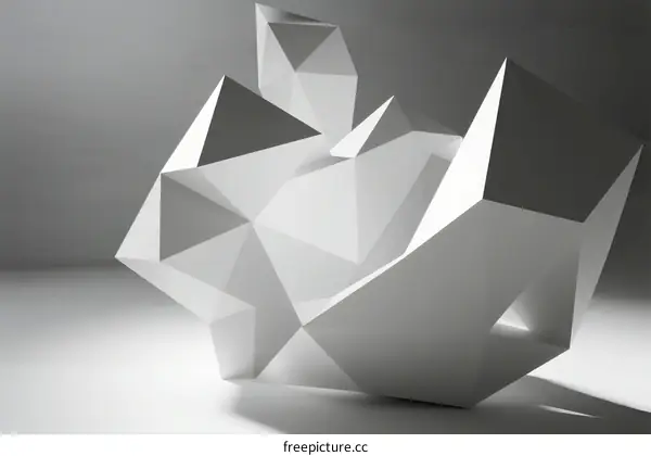 Abstract Geometric Sculpture with Sharp Angles and Polygonal Structure