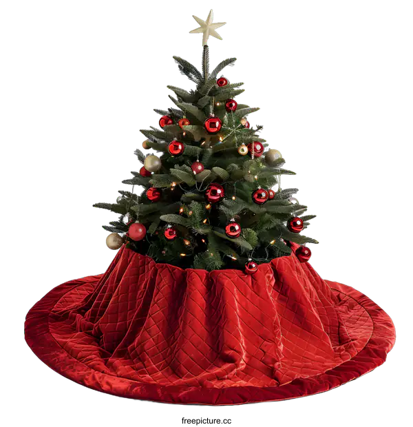 [Transparent Background PNG]Red Velvet Christmas Tree Skirt