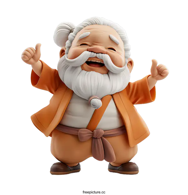 [Transparent Background PNG]Joyful Old Man Giving Thumbs Up