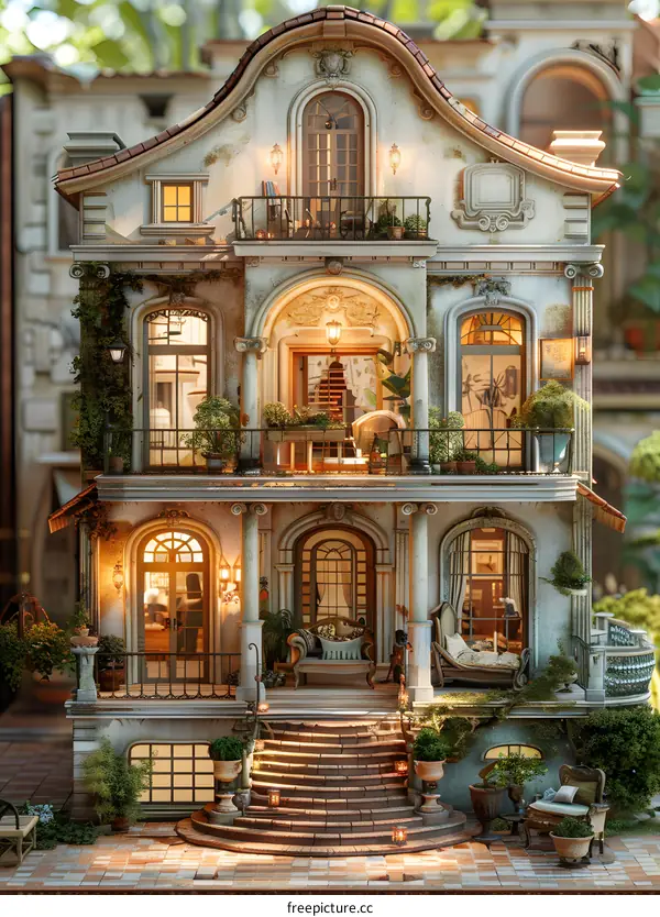 European-style three-story villa with exquisite decorations