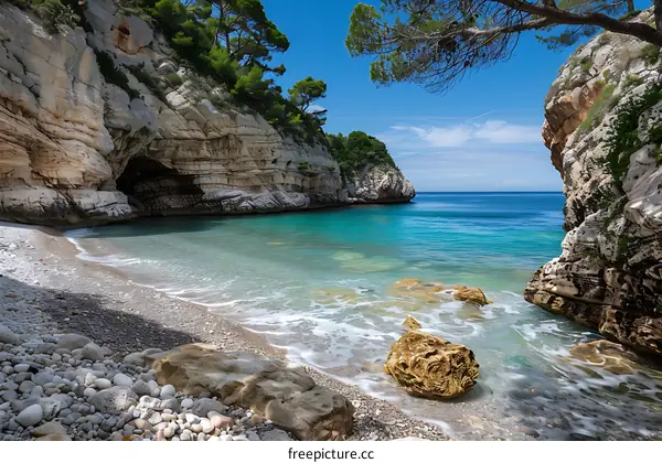 Hidden Cove Beach With Crystal Clear Water