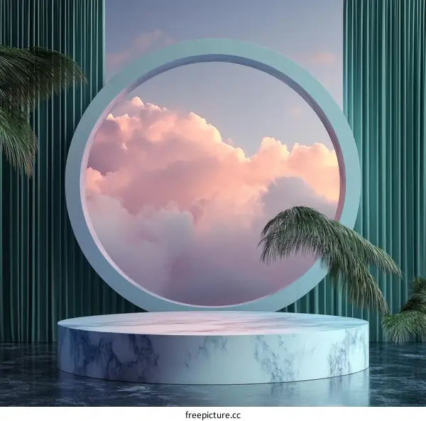 Pastel Sky Display Podium Illustration