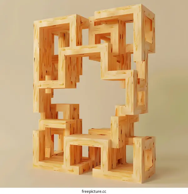Abstract Wooden Structure with Geometric Shapes