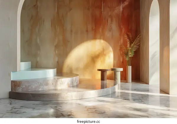 Minimalistic Interior Design with a Circular Podium