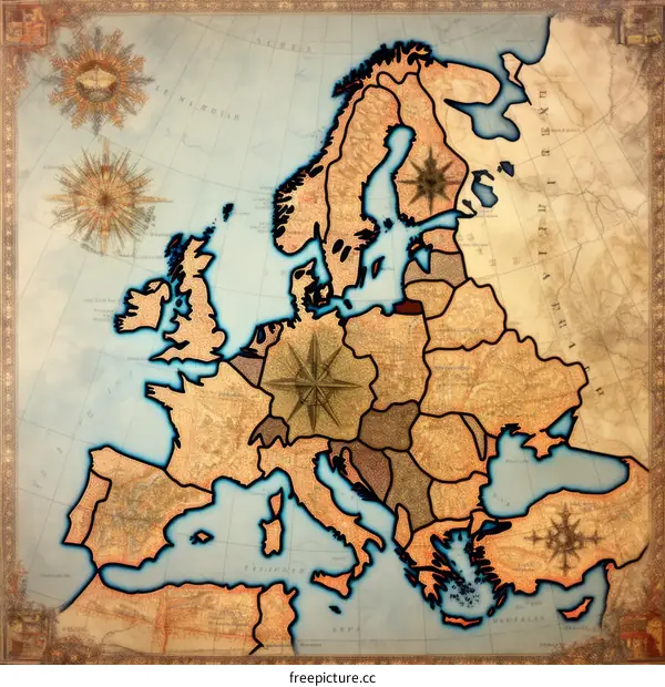 A map of Europe in the early 16th century