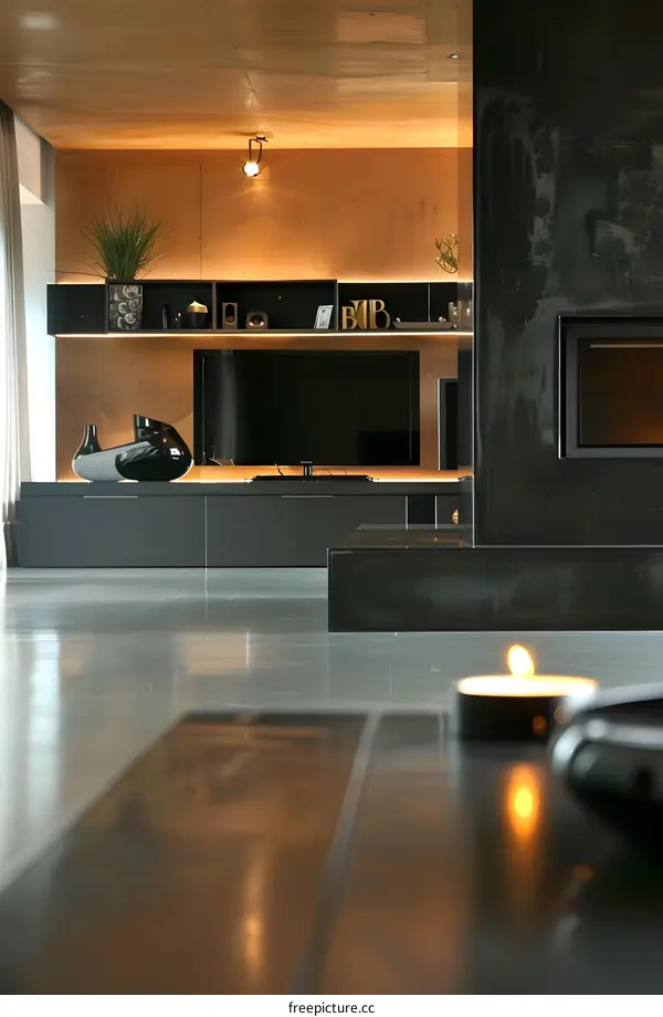 Modern Living Room Interior Design with Fireplace