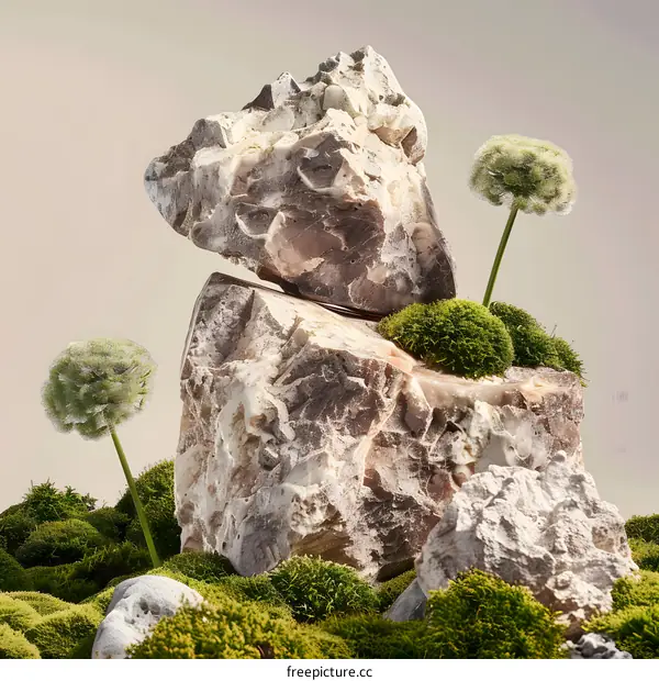 Nature Still Life With Rocks and Moss