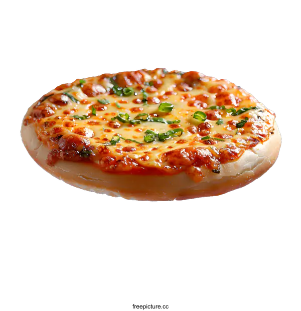 [Transparent Background PNG]A delicious pizza with melted cheese and green onions on top