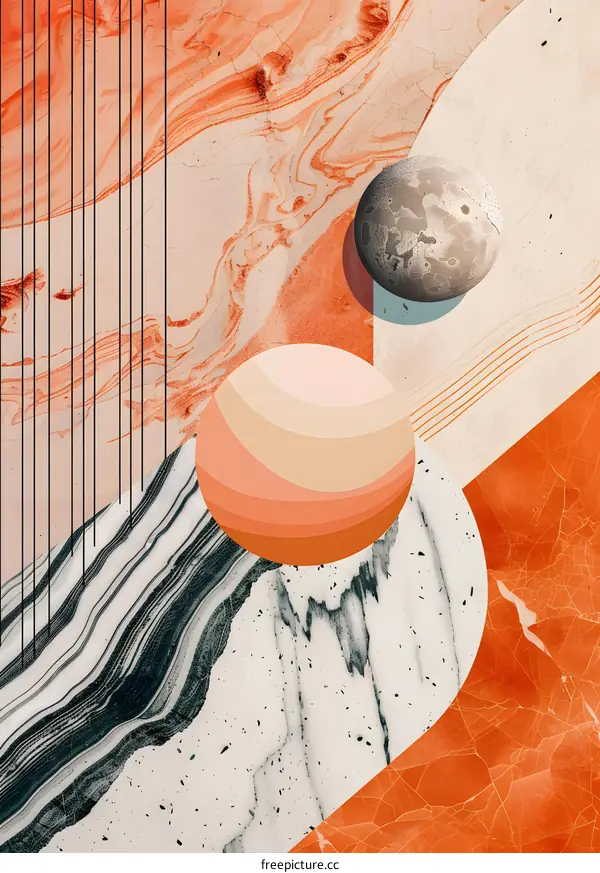 Abstract Art with Circles and Marble