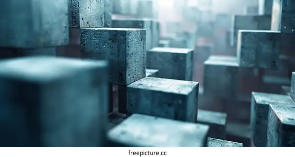 Abstract Concrete Block Wall Background