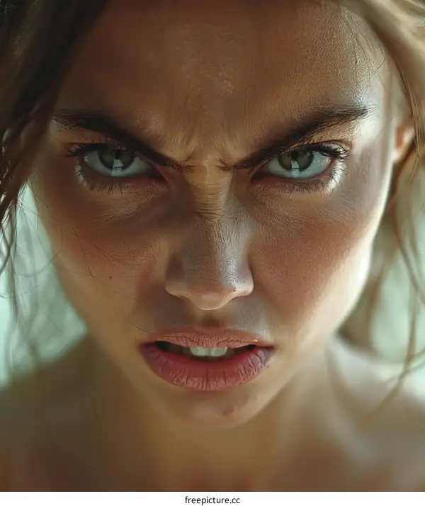 Close-up portrait of an angry young woman